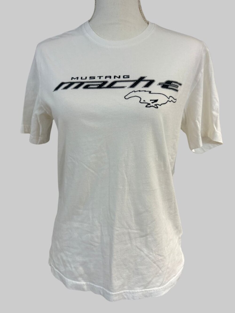Women's Ford Mustang Mach-E Fitted White T-Shirt Size Small (SKU: 47W)